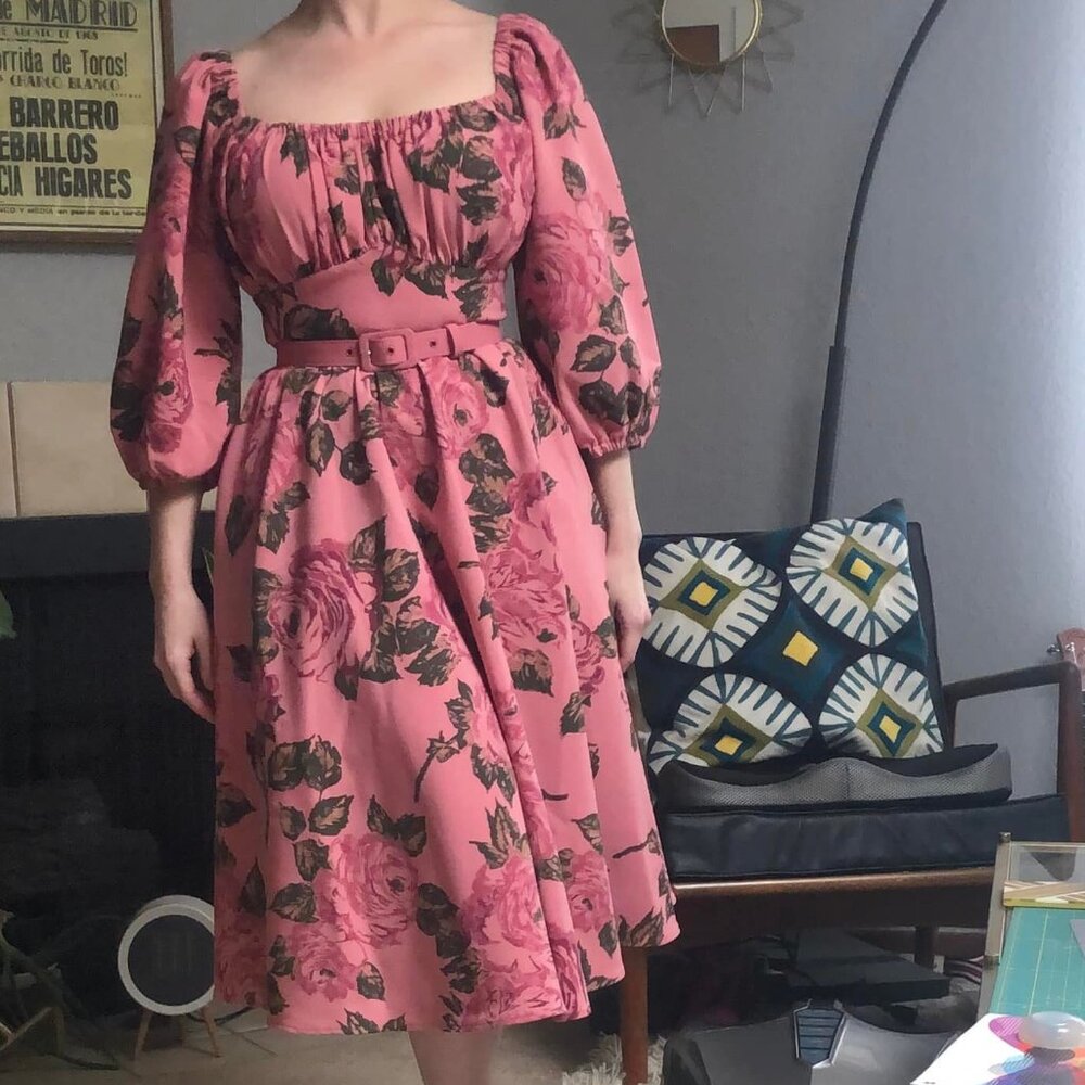 Vixen Vacation Dress Blush Pink Roses (no belt)